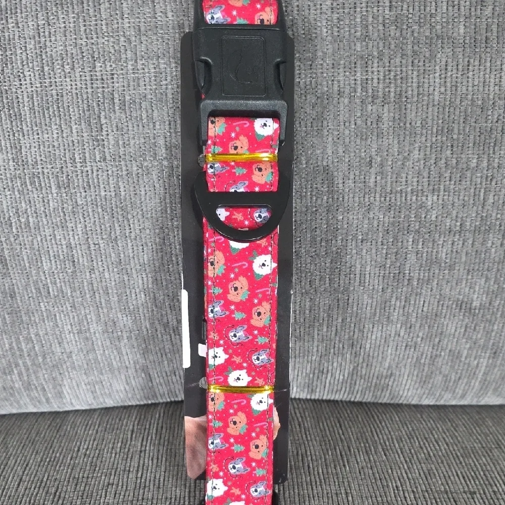 Red Christmas Dog Collar, XL, (18-28 Inches), New